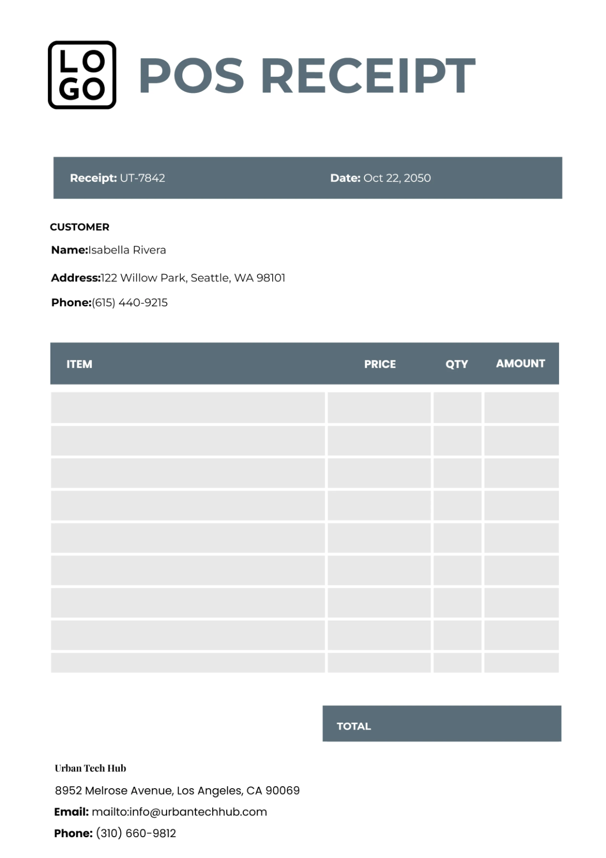 Free Point of Sale Receipt Template to Edit Online