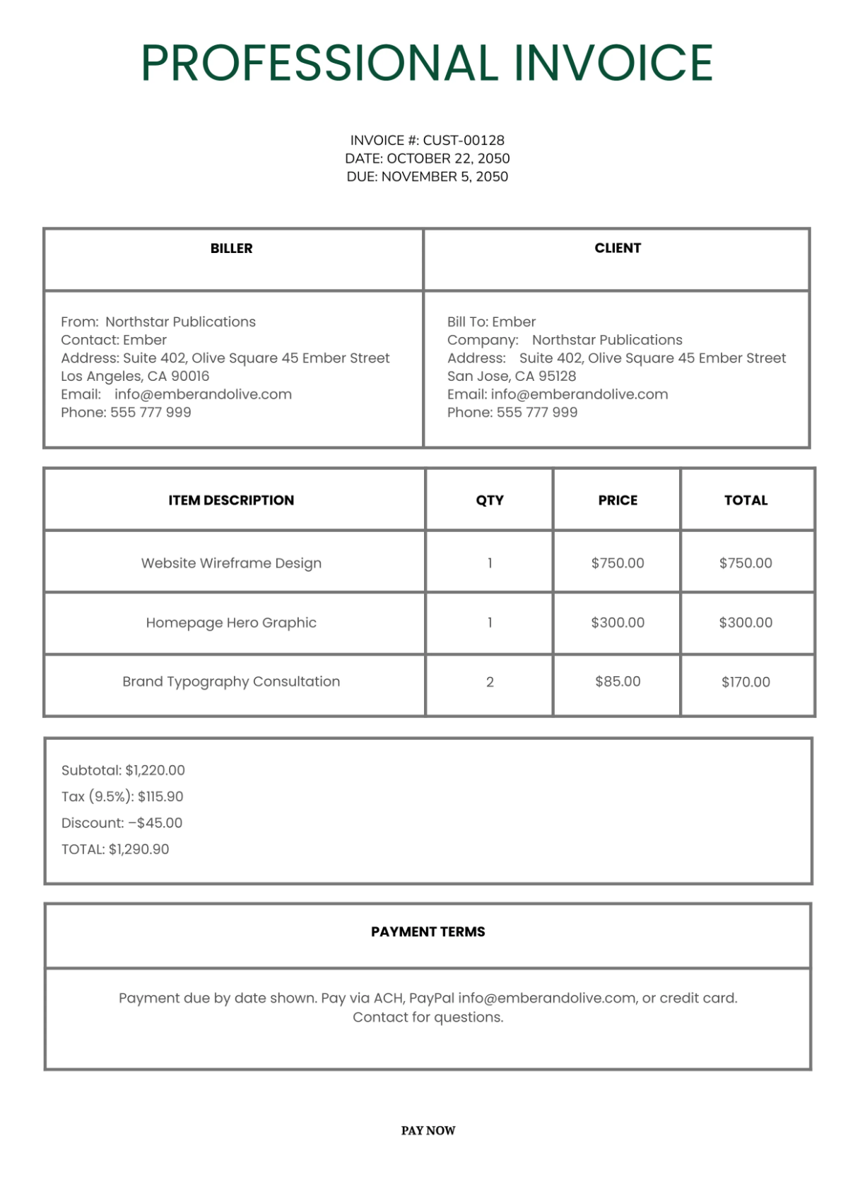 Free Blank Payment Invoice Template to Edit Online