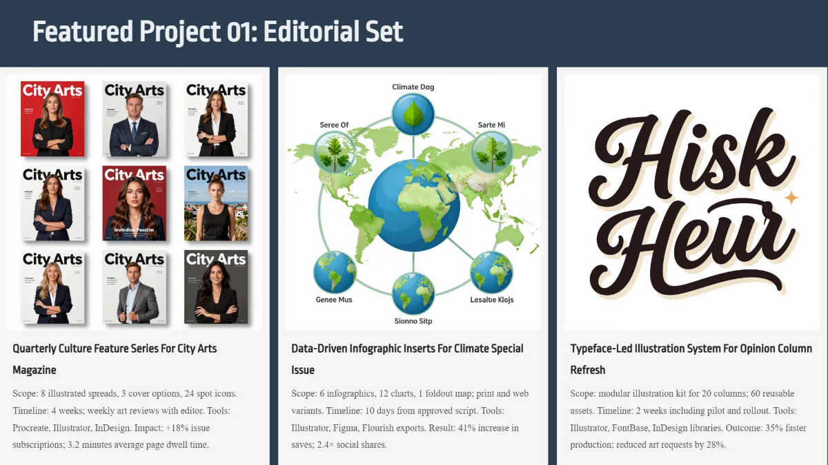 Free Illustration & Design Portfolio Deck Template to Edit Online