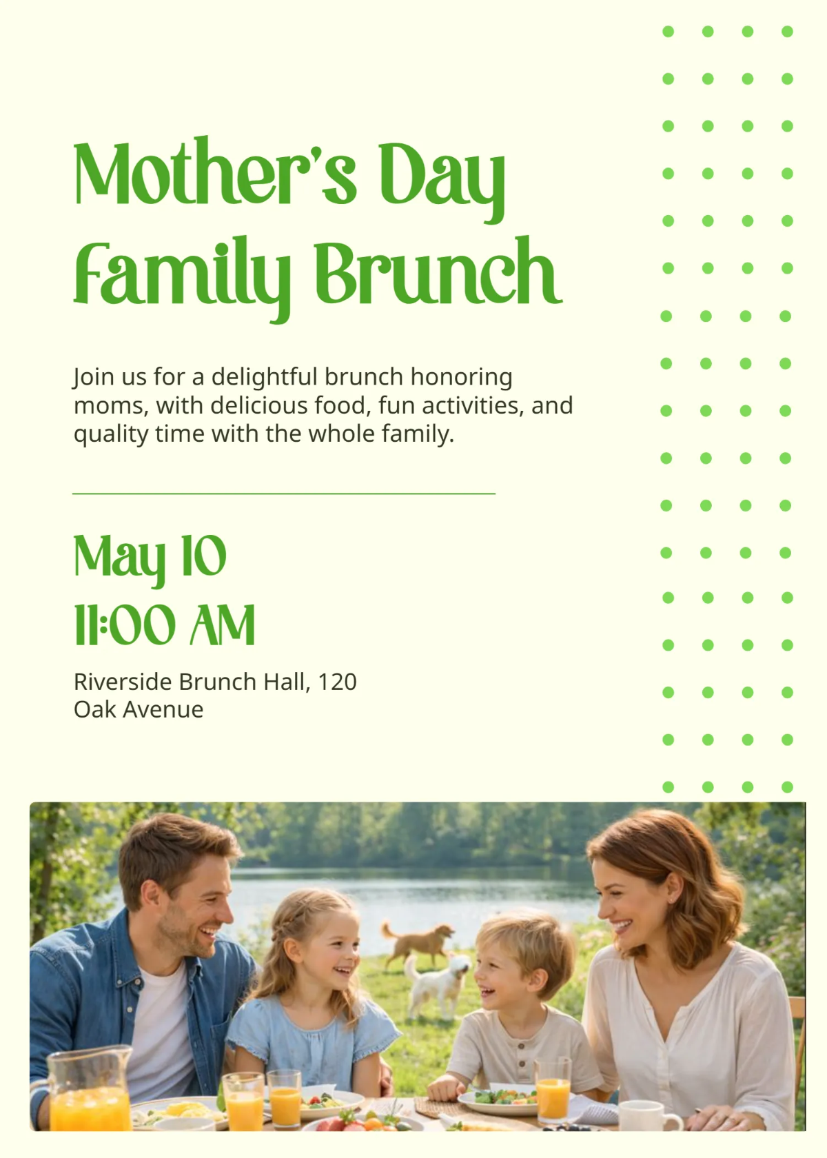 Free Family Brunch Mother's Day Invitation Template to Edit Online