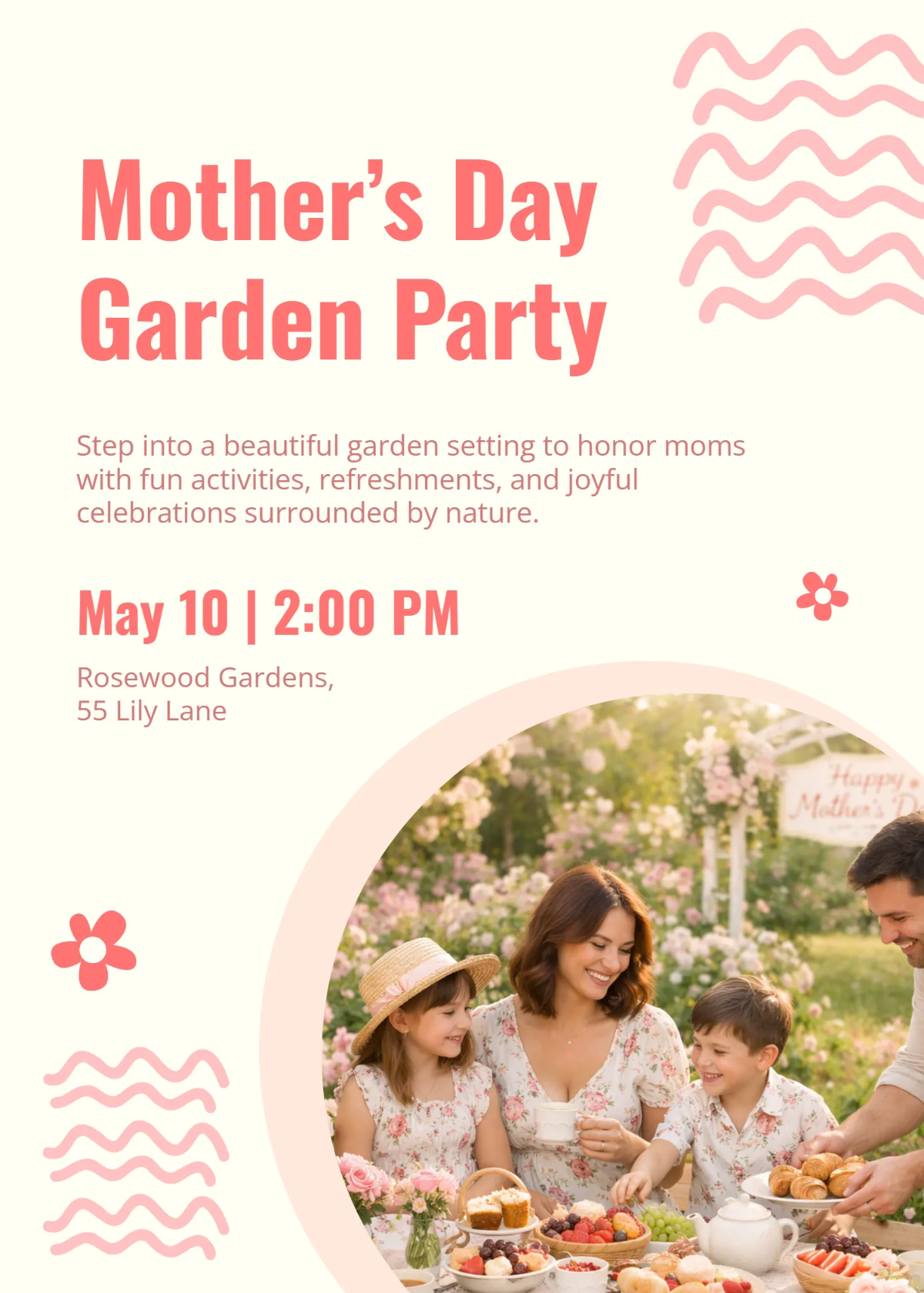 Free Garden Party Mother's Day Invitation Template to Edit Online