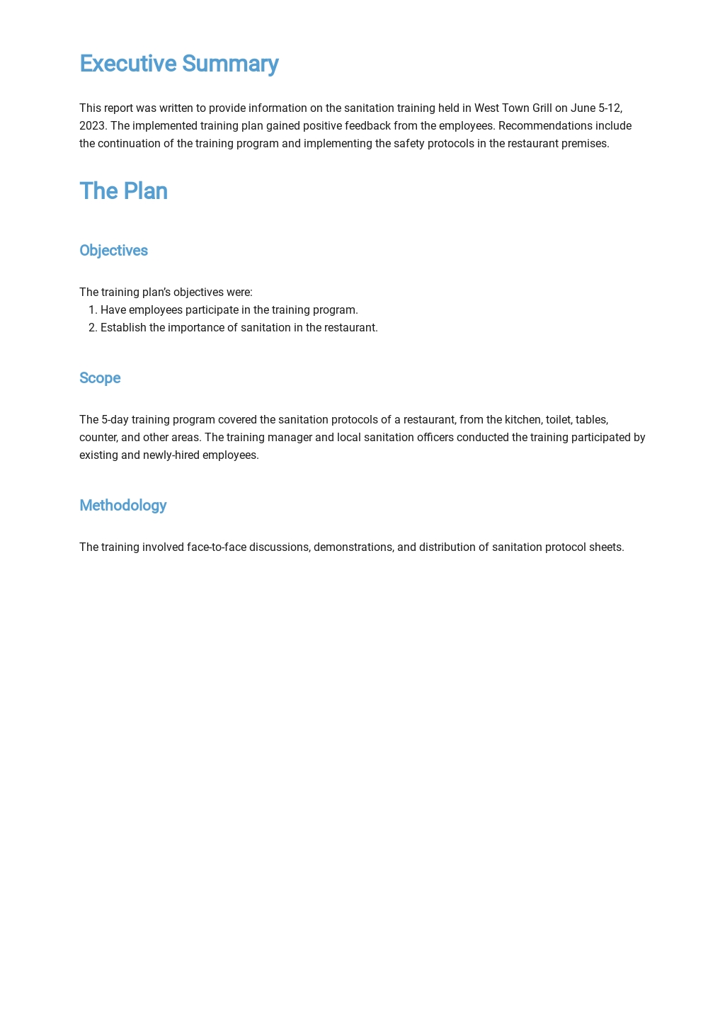 Training Report Format Template - Google Docs, Word  Template.net