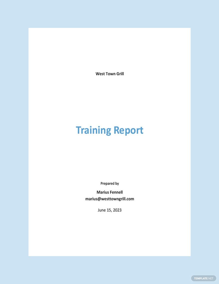 Training Report Format Template
