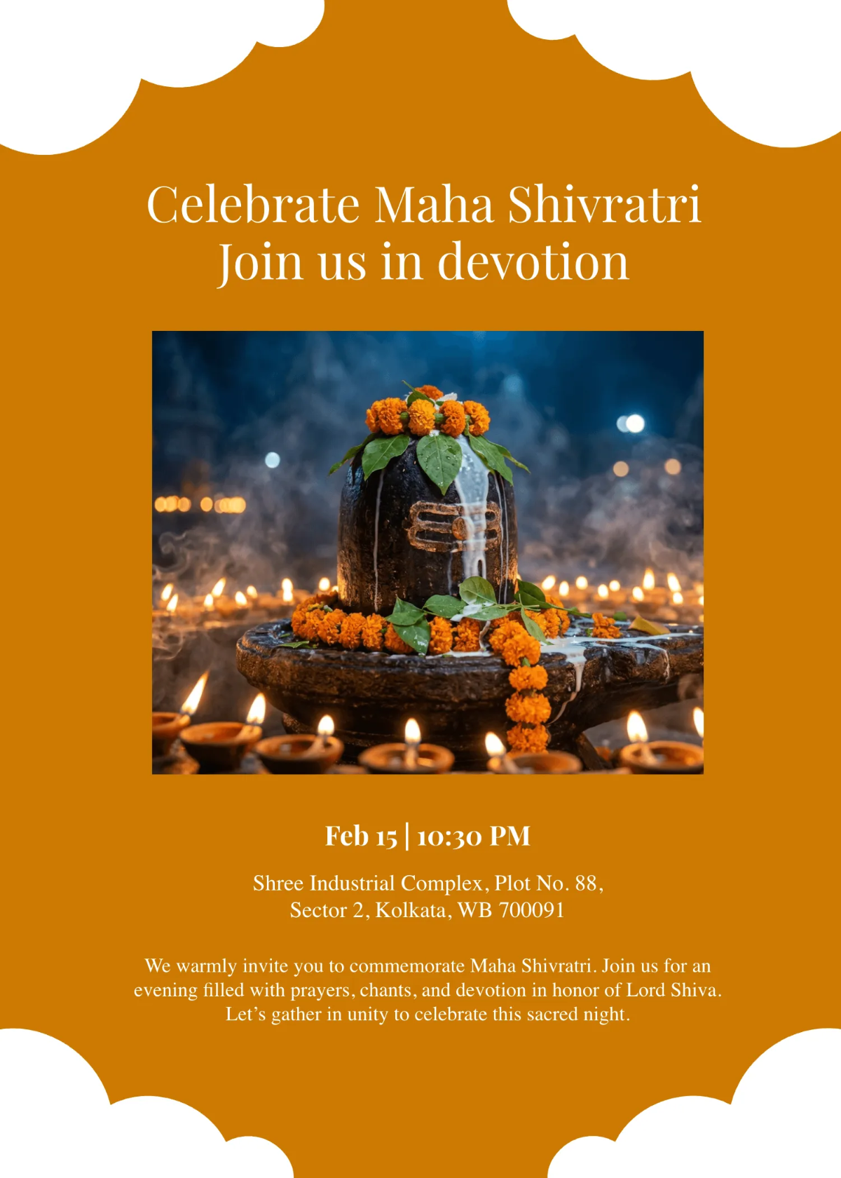 Free Traditional Maha Shivratri Invitation Template to Edit Online