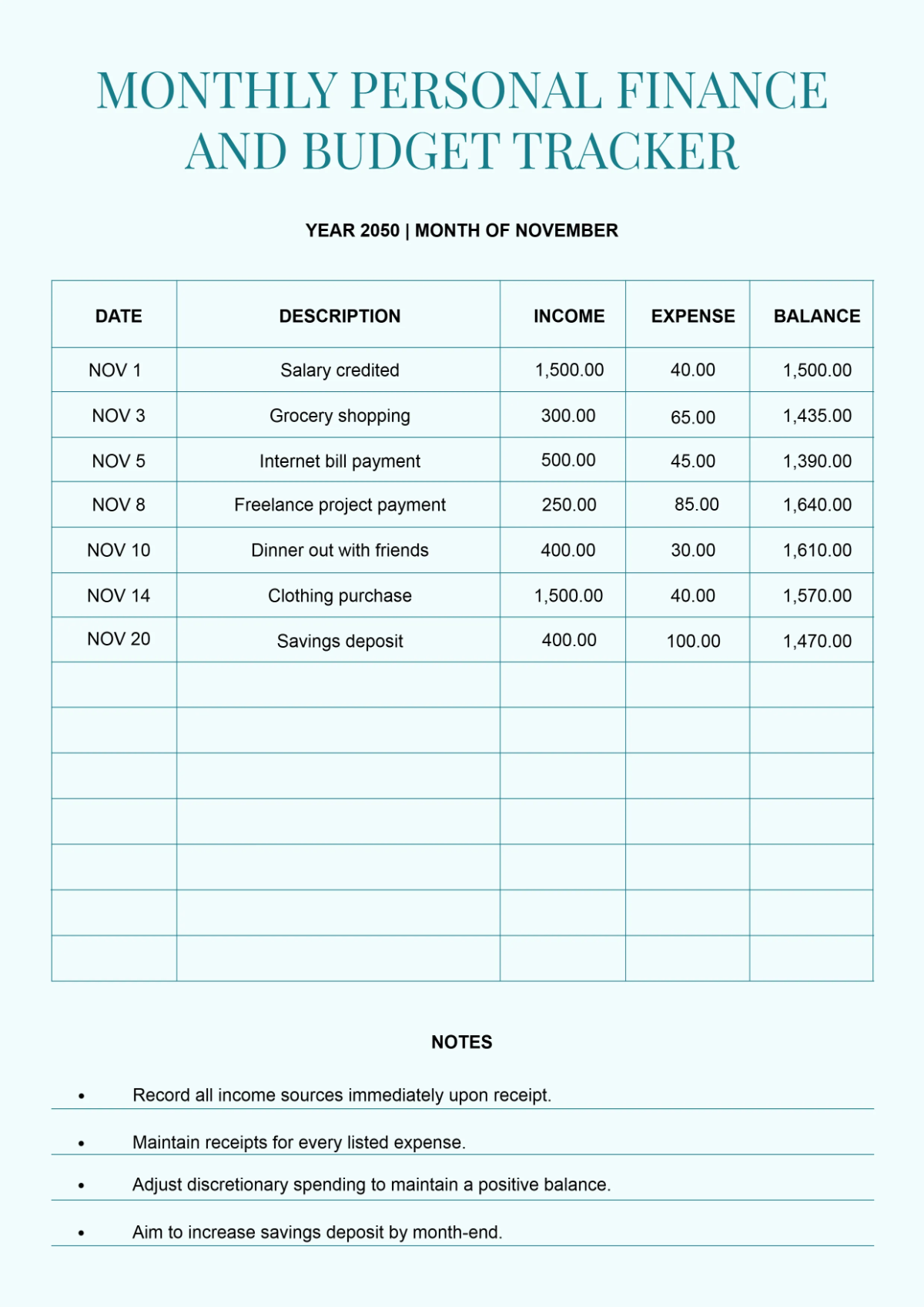 Free Receipt Record Tracker Template to Edit Online