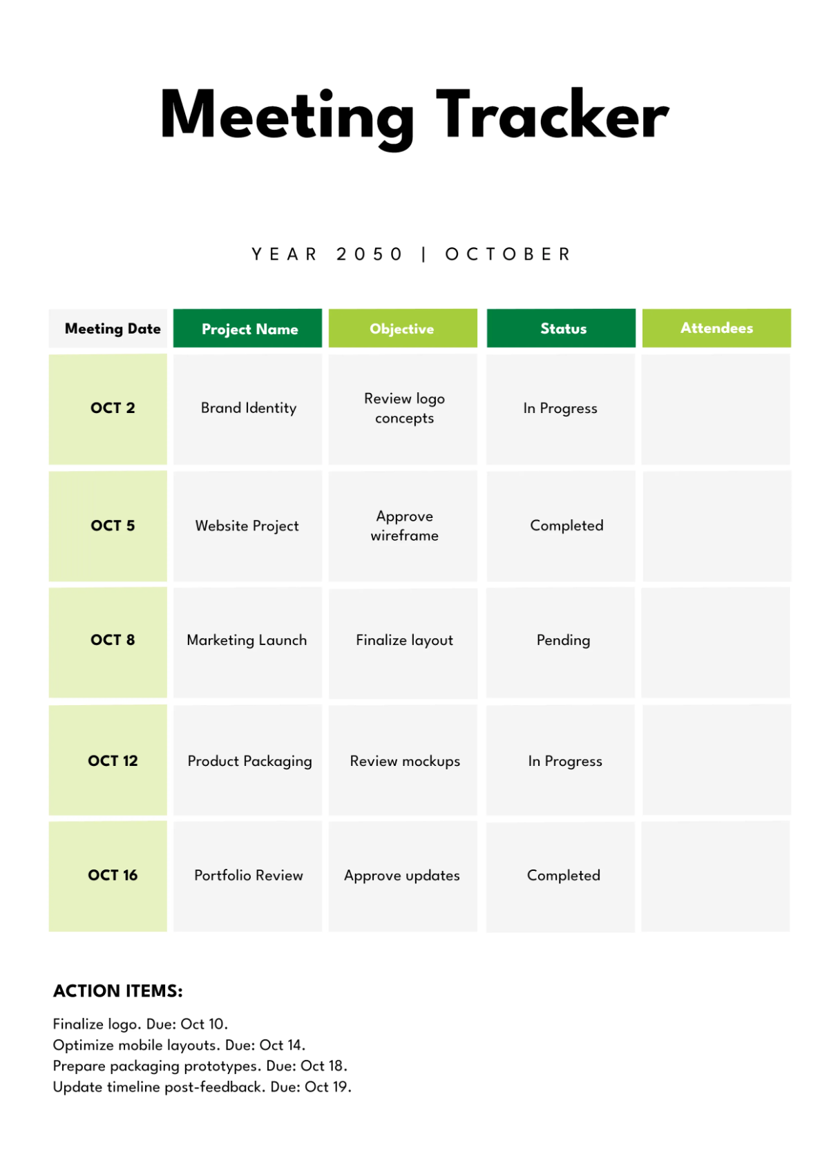 Free Meeting Tracker Template to Edit Online