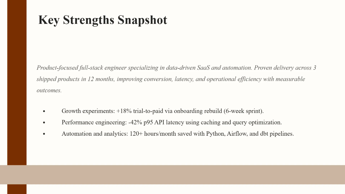 Free Portfolio Presentation with Project Highlights Template to Edit Online