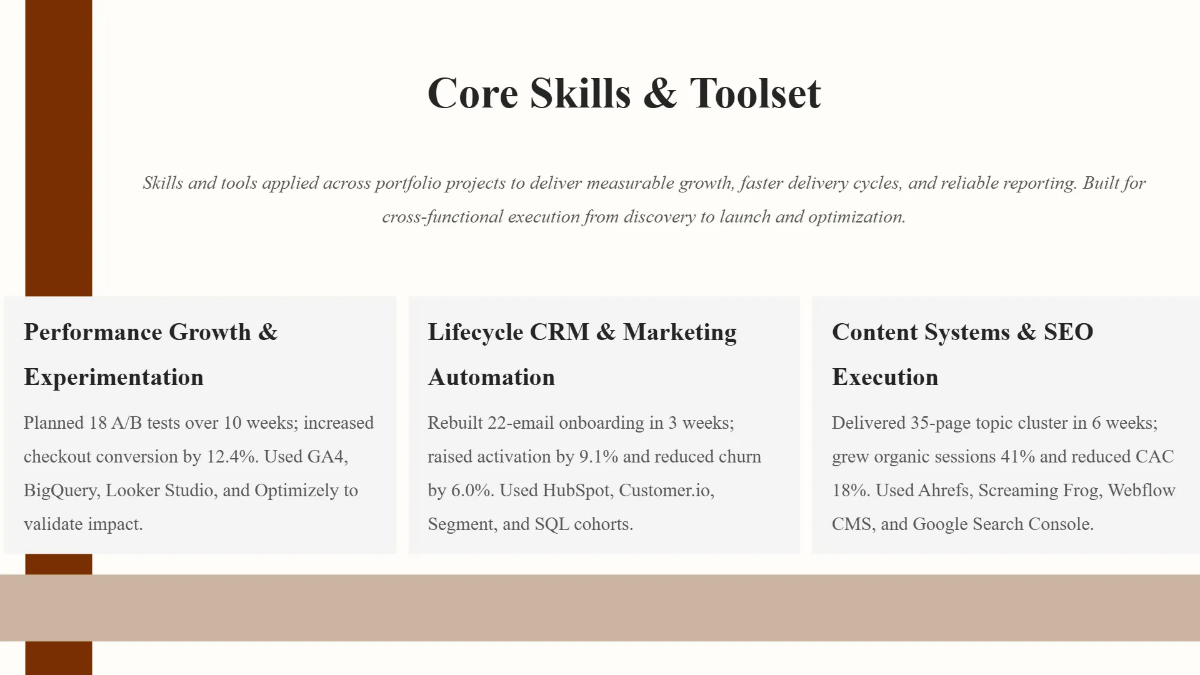 Free Portfolio Presentation with Project Highlights Template to Edit Online