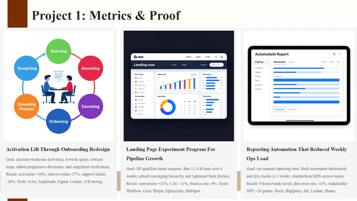 Free Portfolio Presentation with Project Highlights Template to Edit Online