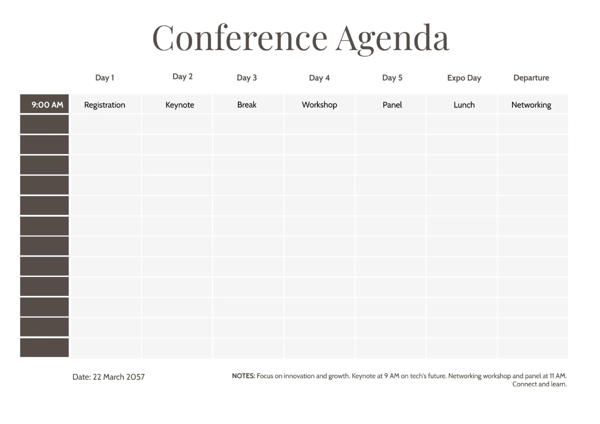 Conference Timetable Template