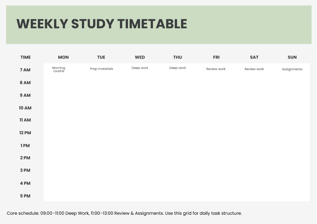Blank Event Timetable Template