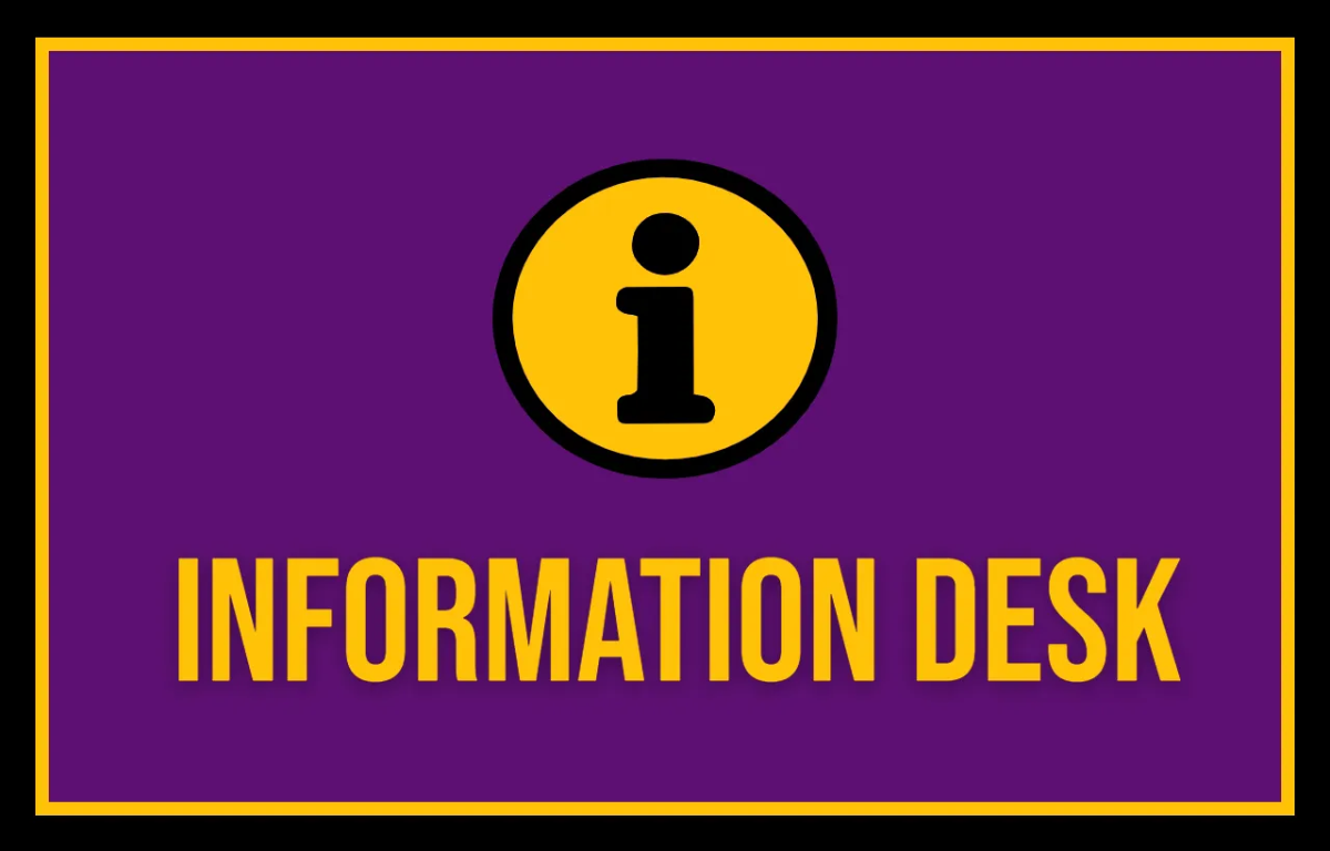 Free Information Desk Creative Sign Template to Edit Online