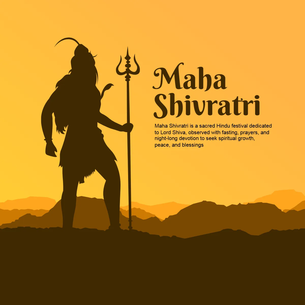 Free Maha Shivratri Yellow Background Clip Art Templates to Edit Online