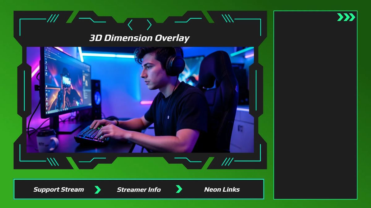 Free 3D Dimension Twitch Overlay Template to Edit Online