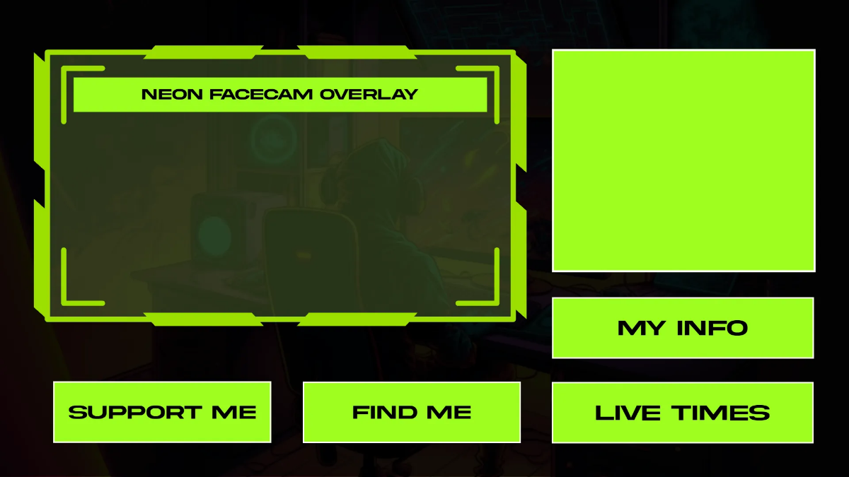 Free Creative Facecam Twitch Overlay Template to Edit Online