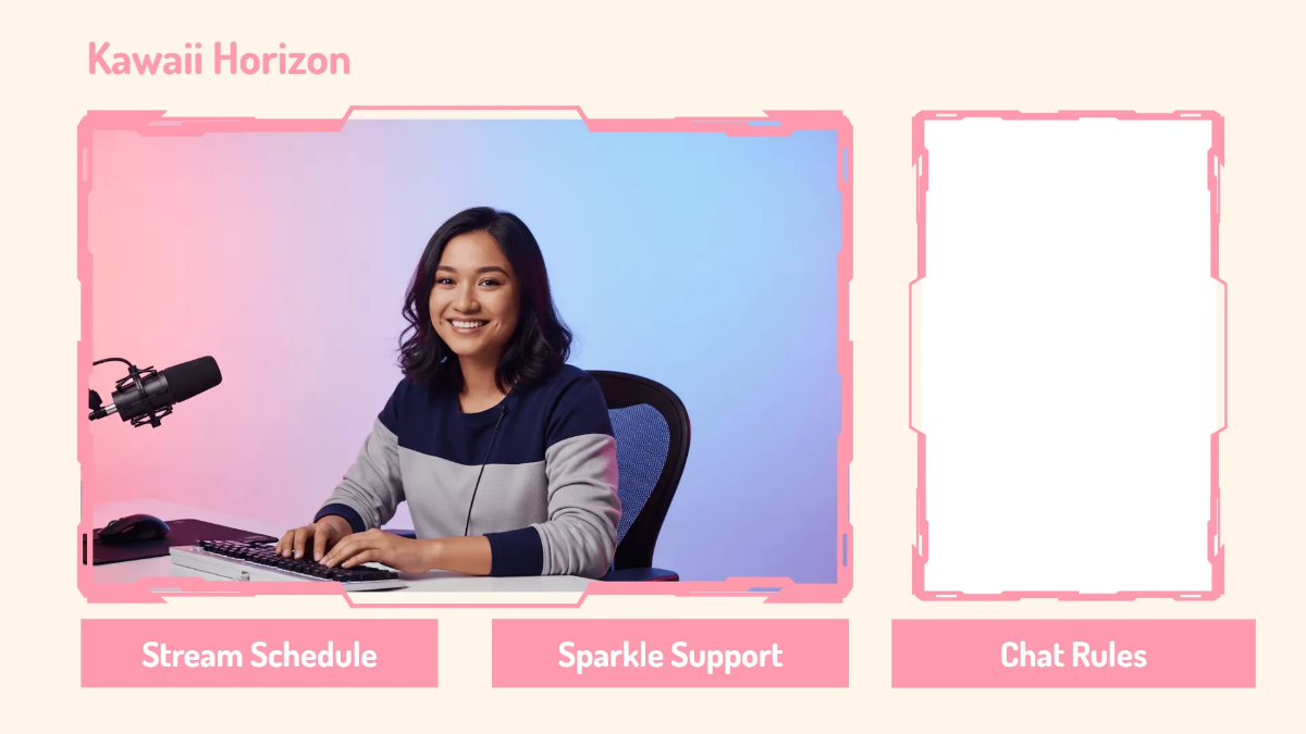 Free Kawaii Twitch Overlay Template to Edit Online