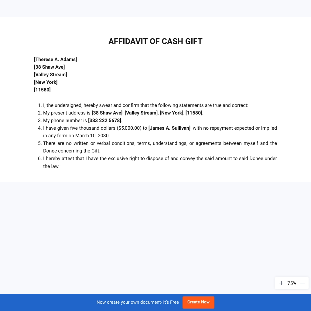 Affidavit Of Gift Template Download In Word Google Docs Template Net