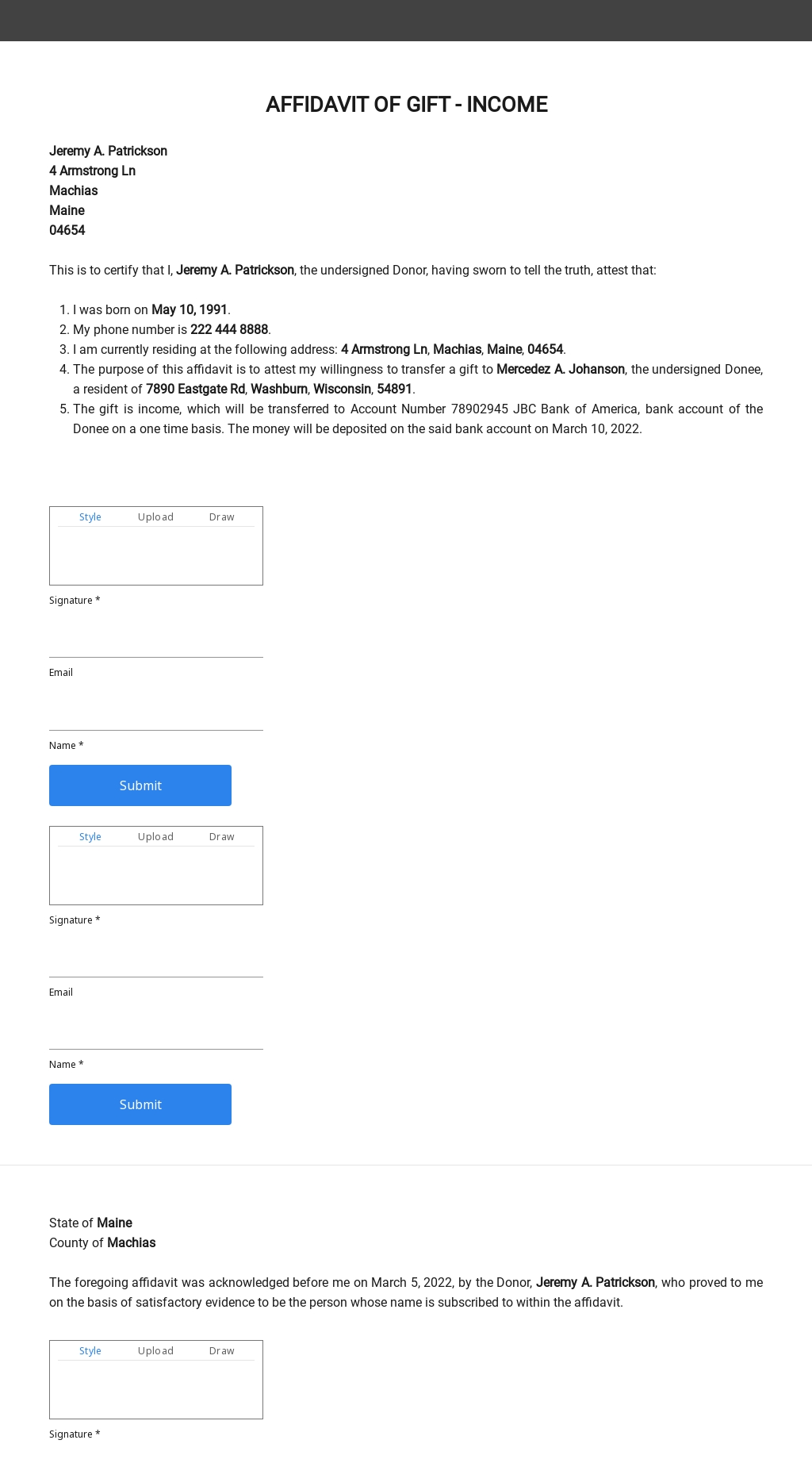 Free Sample Affidavit Of Gift Template Download In Word Google Docs Template Net