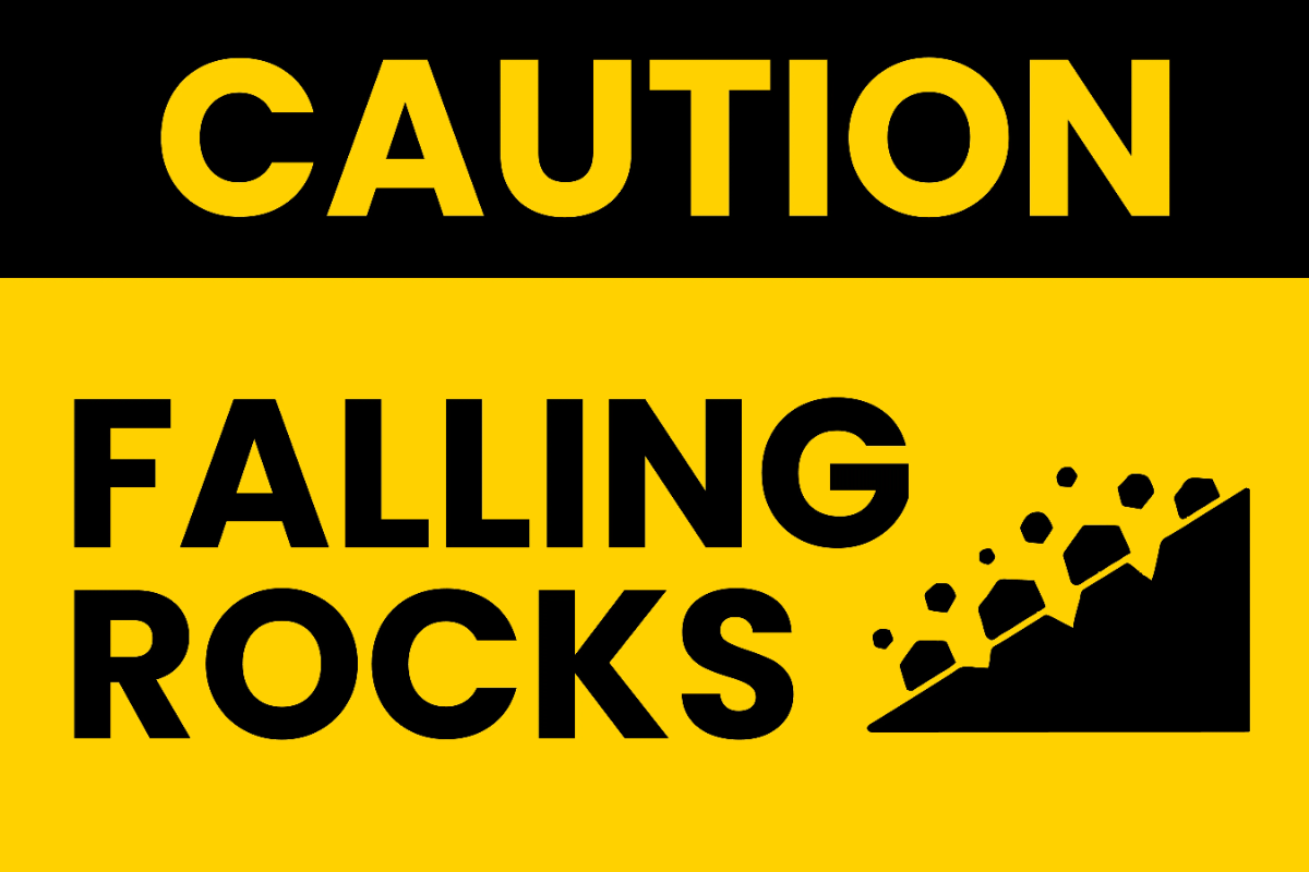 Free Falling Rocks Caution Sign Template to Edit Online