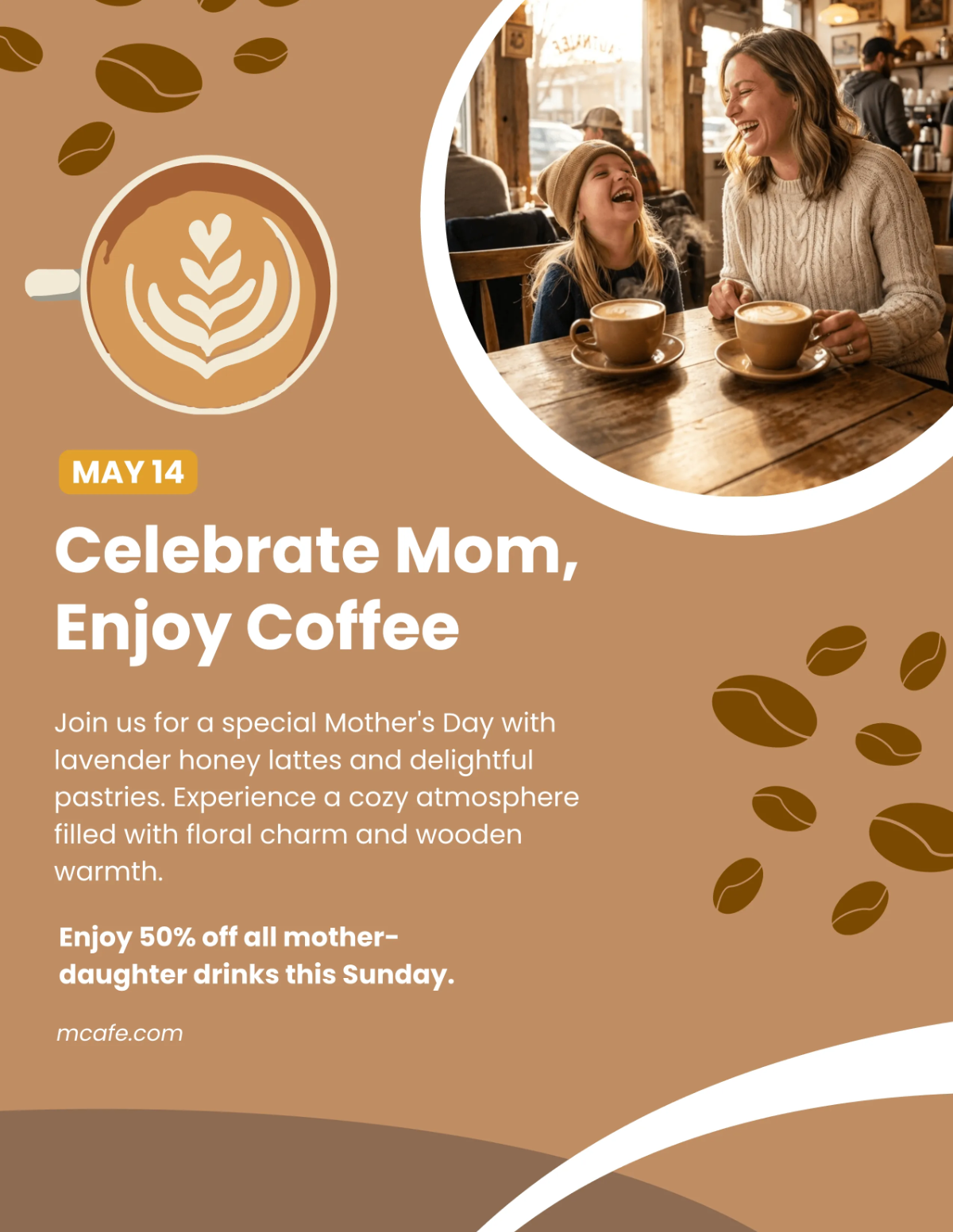 Free Mother's Day Cafe Flyer Template to Edit Online