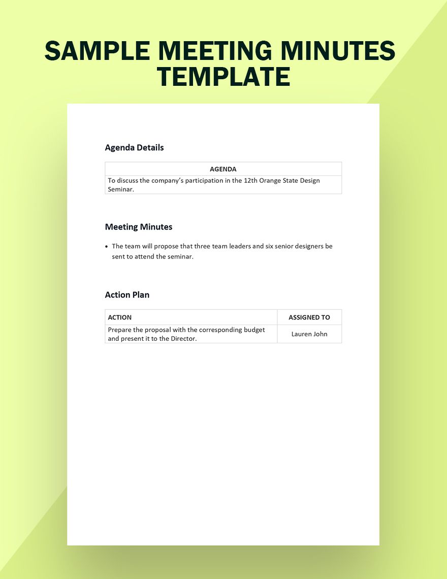 Sample Meeting Minutes Template