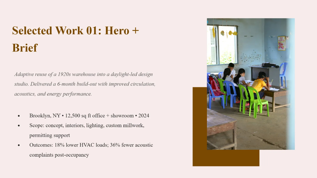 Free Architecture & Interior Design Portfolio Deck Template to Edit Online