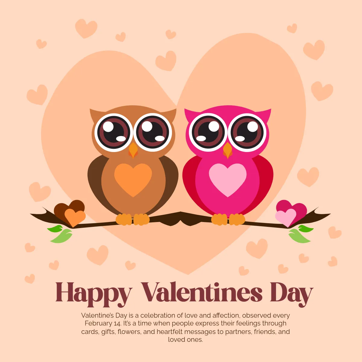 Free Valentines Day Owl Couple Clip Arts Template to Edit Online