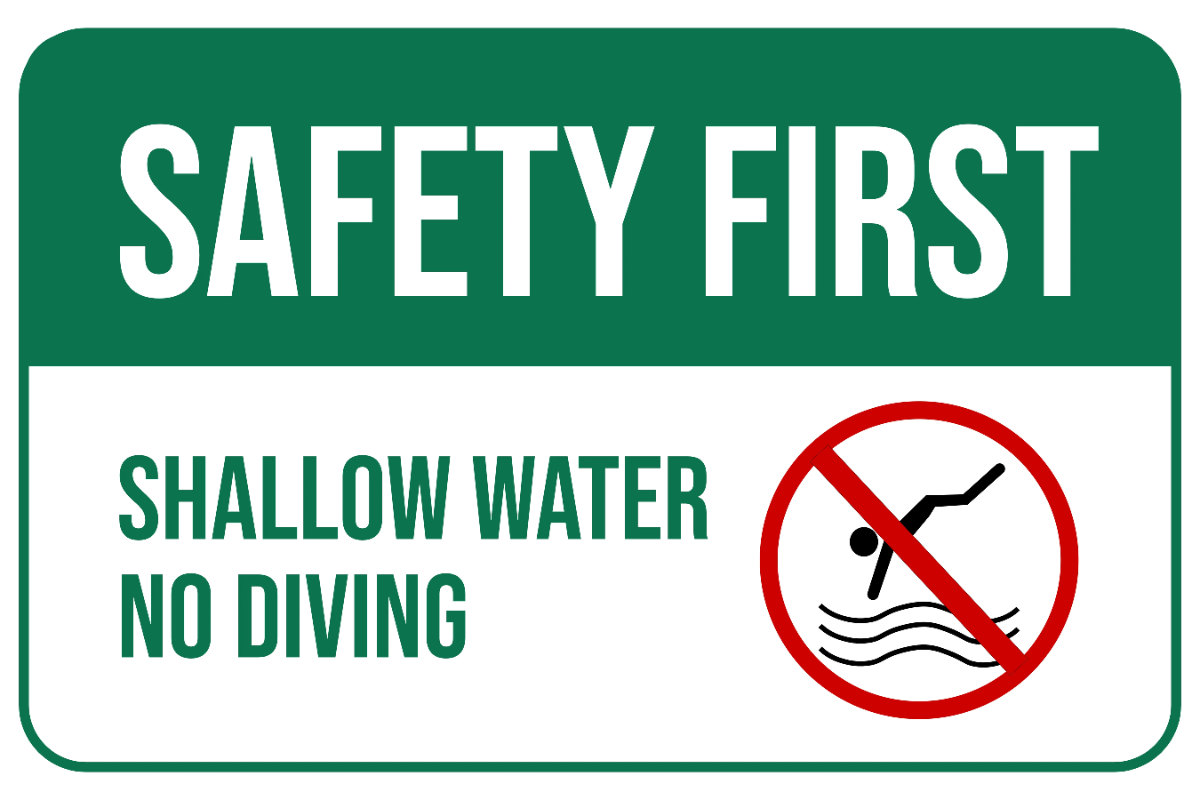 Free Shallow Water No Diving Sports Sign Template to Edit Online