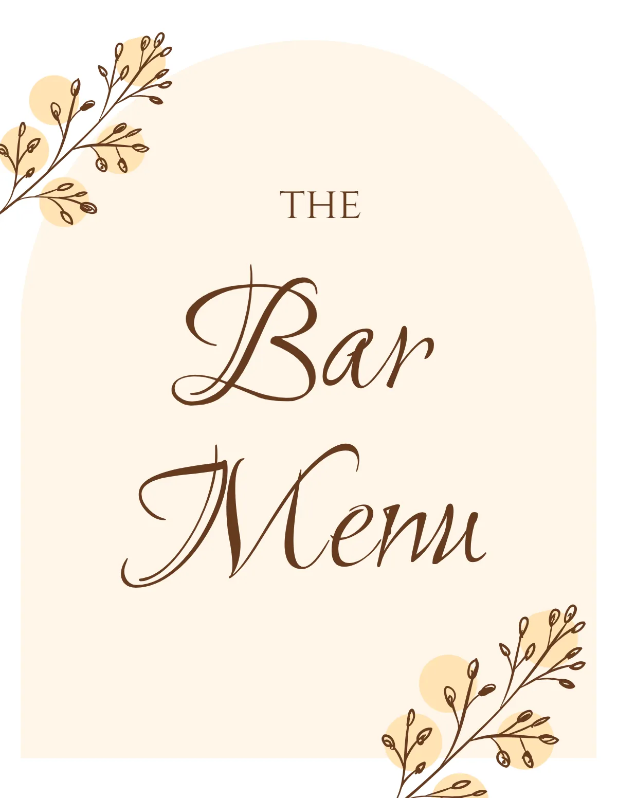 Free Bar Menu Wedding Sign Template to Edit Online