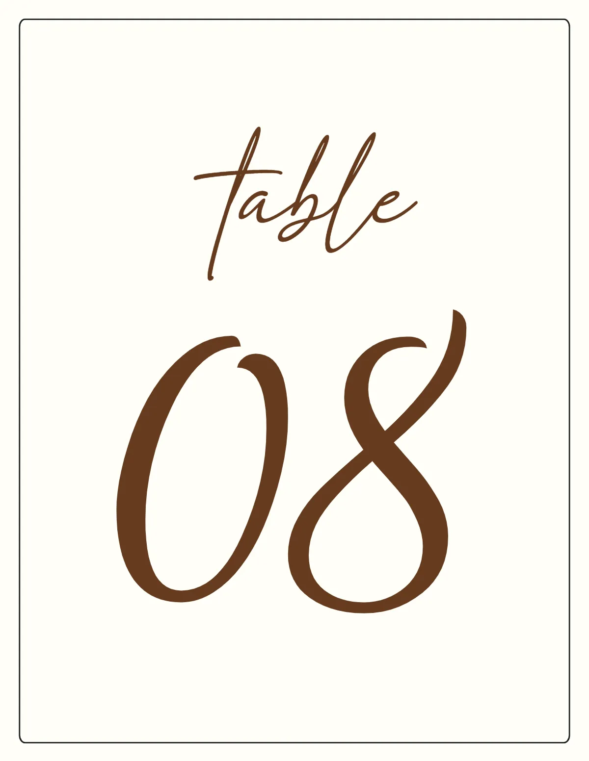 Free Table Number Wedding Sign Template to Edit Online