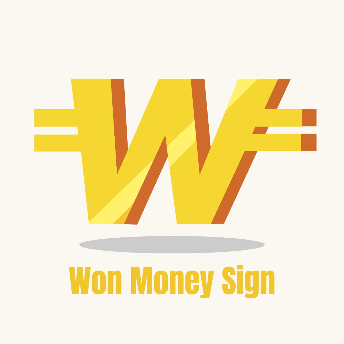 Won Money Sign Clip Art Template