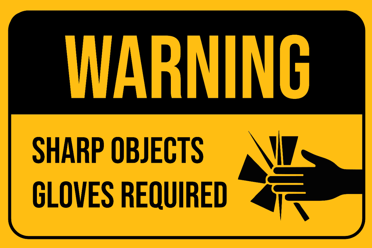 Free Sharp Objects Warning Sign Template to Edit Online