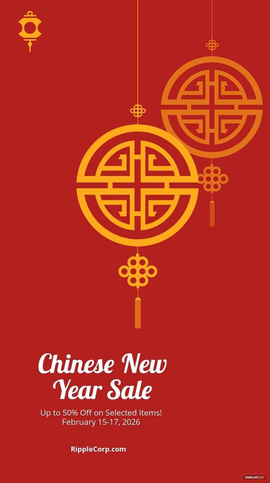Free Chinese New Year Sale Whatsapp Post Template