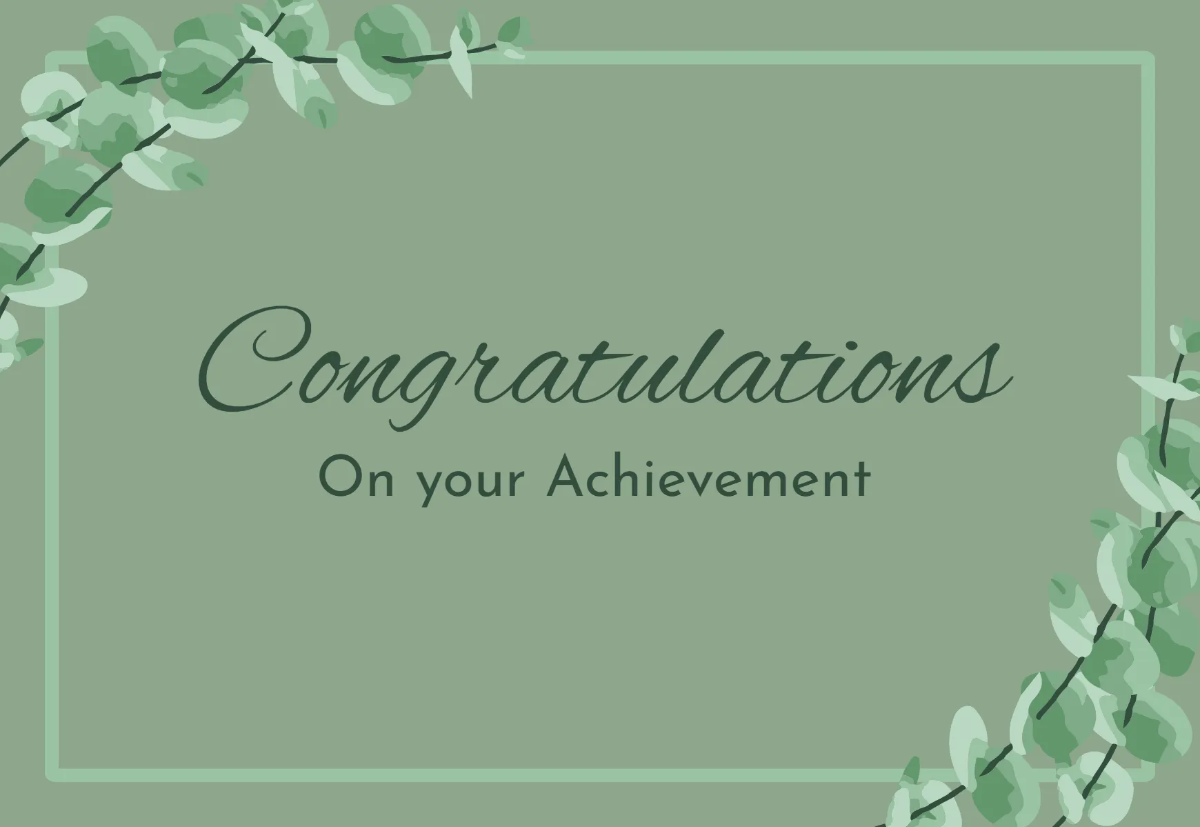 Free Sage Green Congratulation Card Template to Edit Online