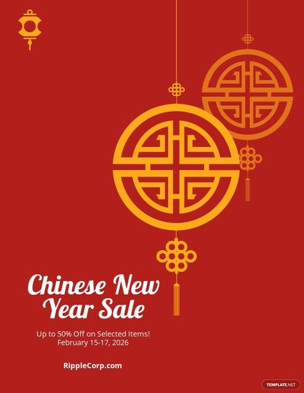 Chinese New Year Flyer Template - Illustrator, Indesign, Word, Apple 