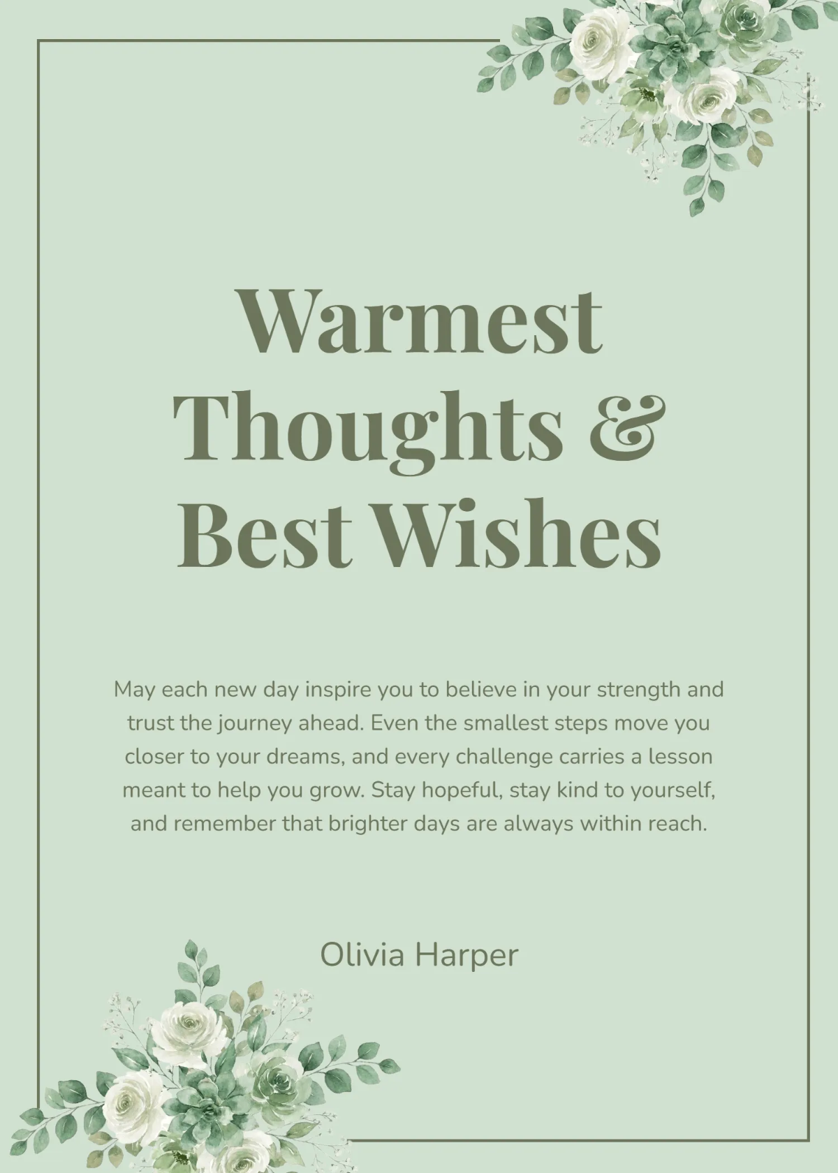 Free Inspirational Sage Green Wishes Template to Edit Online