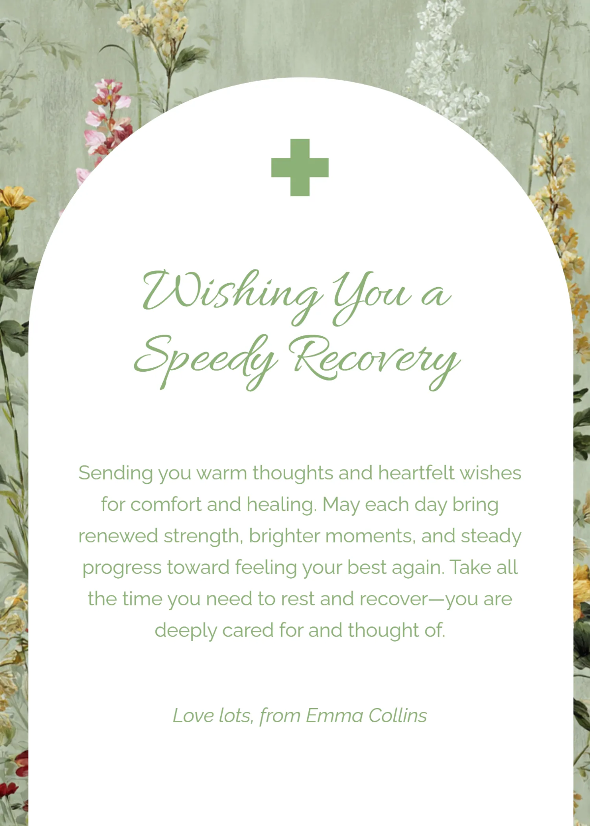 Free Sage Green Recovery Wishes Template to Edit Online