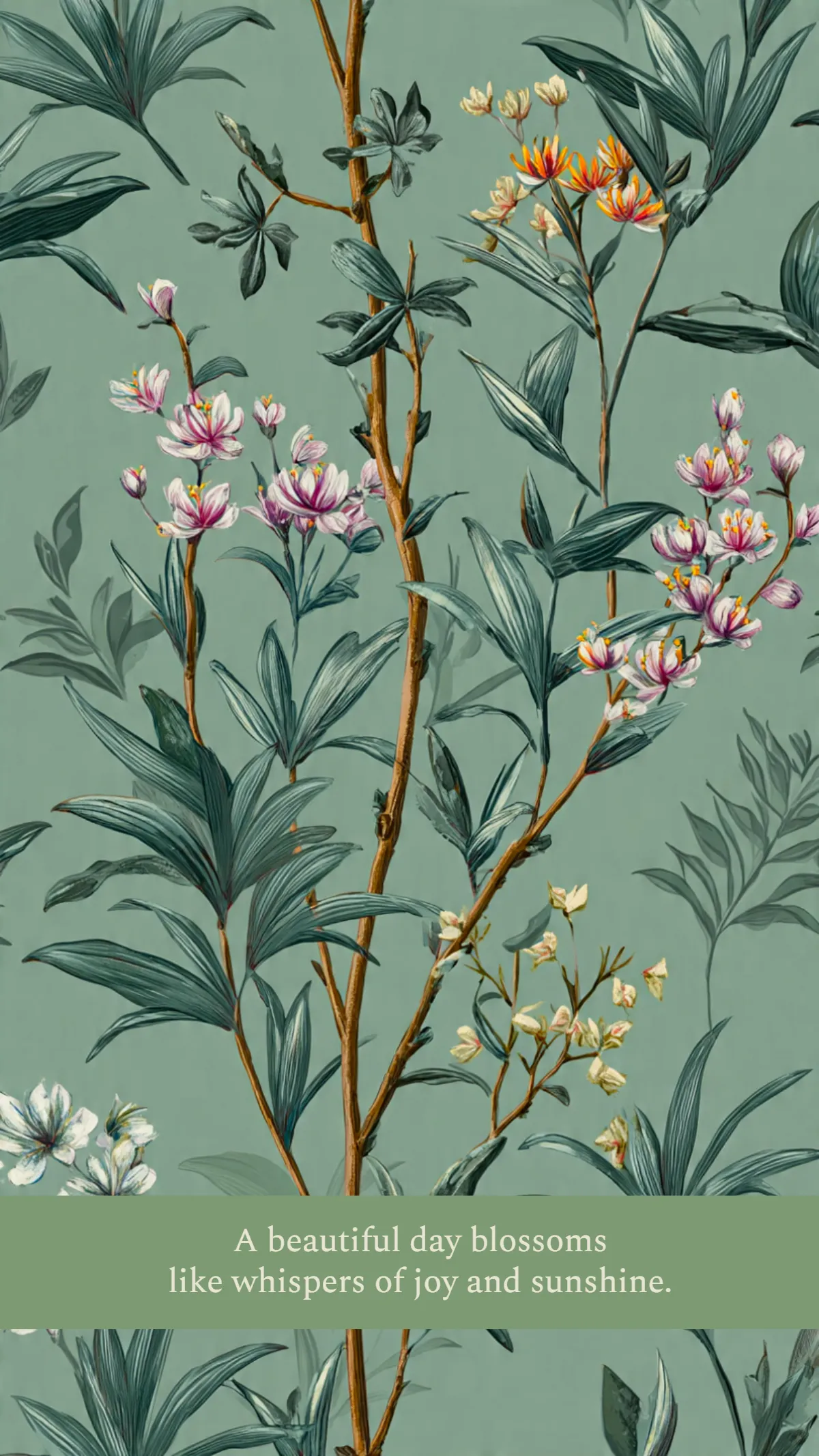 Free Sage Green Floral Wallpaper Template to Edit Online