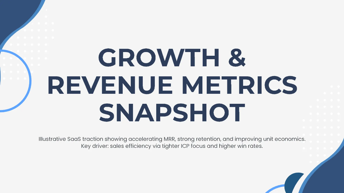 Free Growth & Revenue Metrics Startup Pitch Deck Template to Edit Online