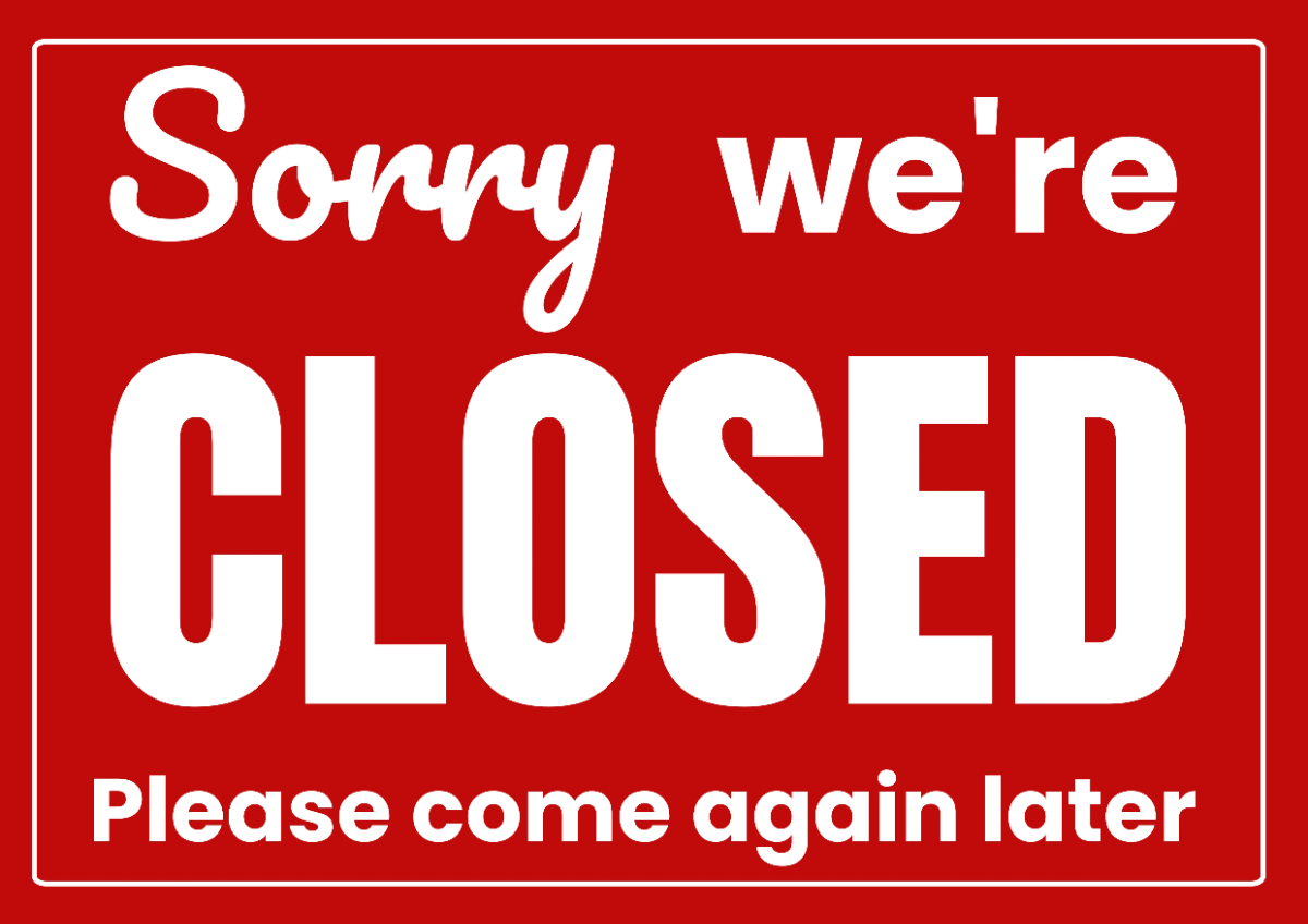 Closed Retail Sign Template