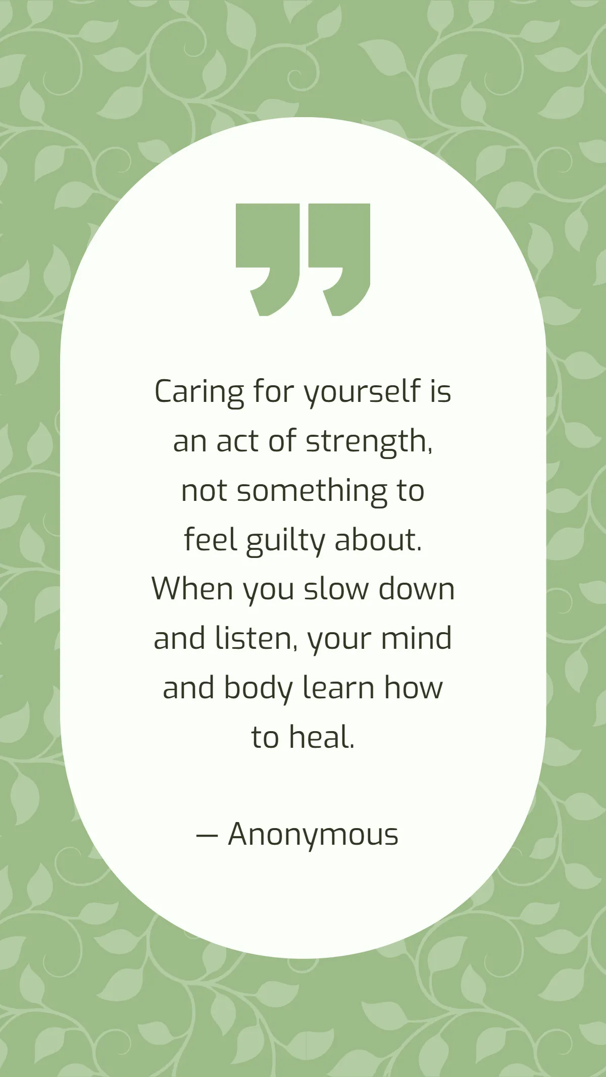 Sage Green Self-Care Quote Template