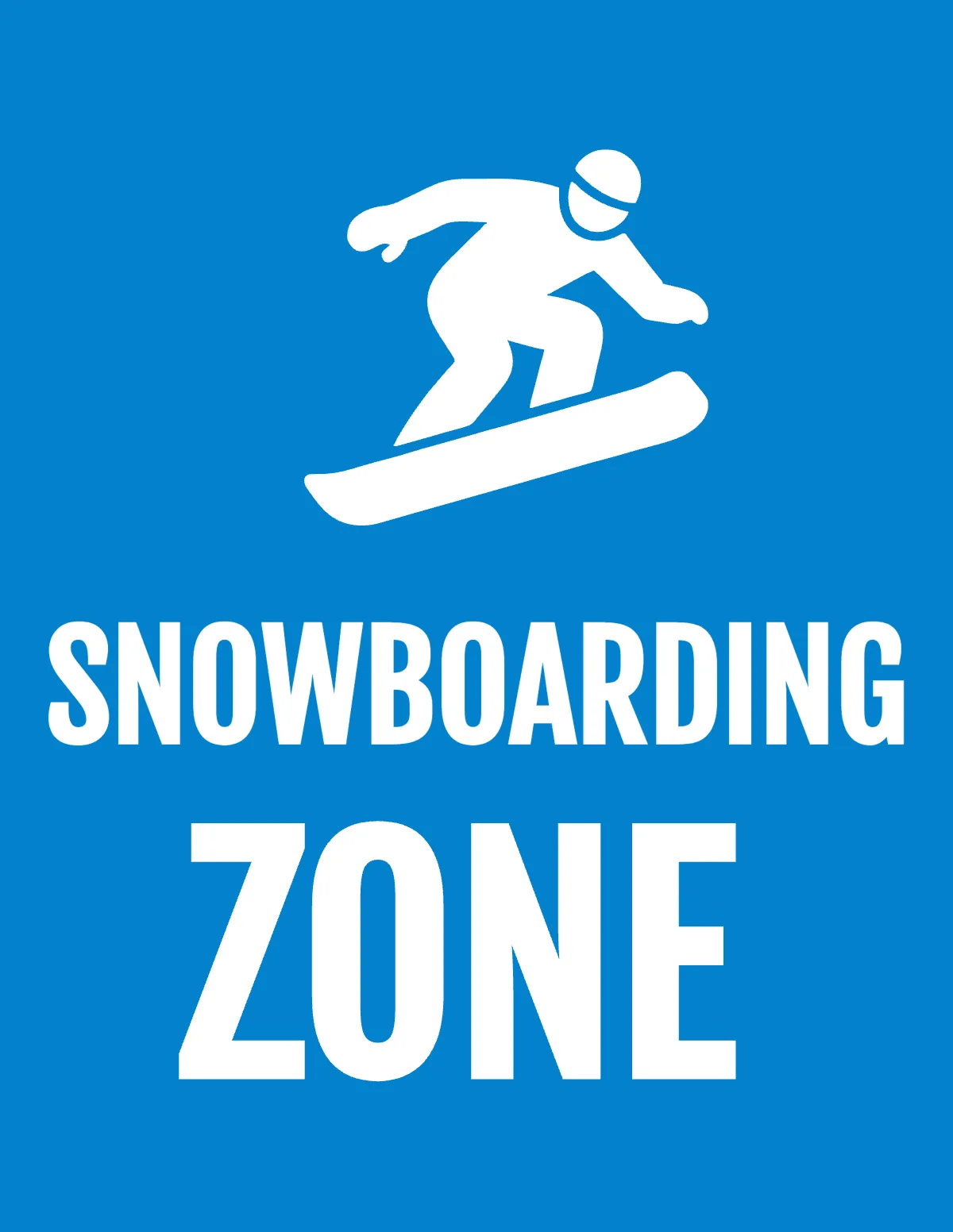 Snowboarding Zone Sports Sign Template