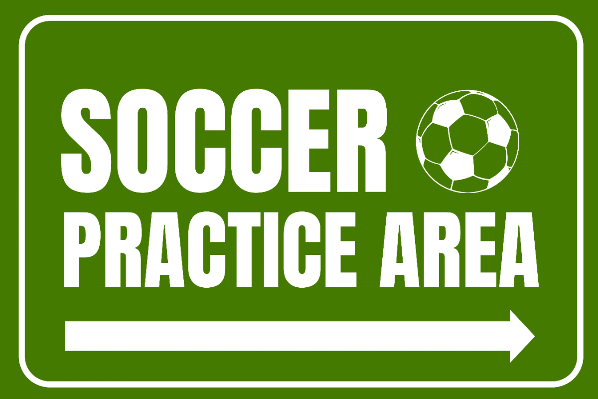 Soccer Practice Area Sports Sign Template