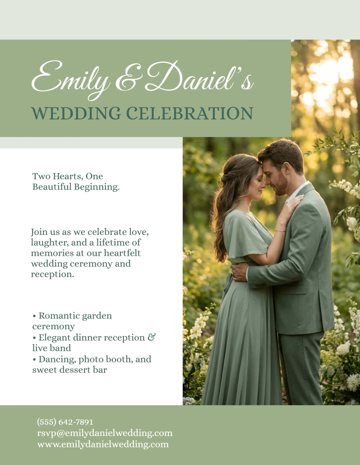 Free Sage Green Wedding Flyer Template to Edit Online