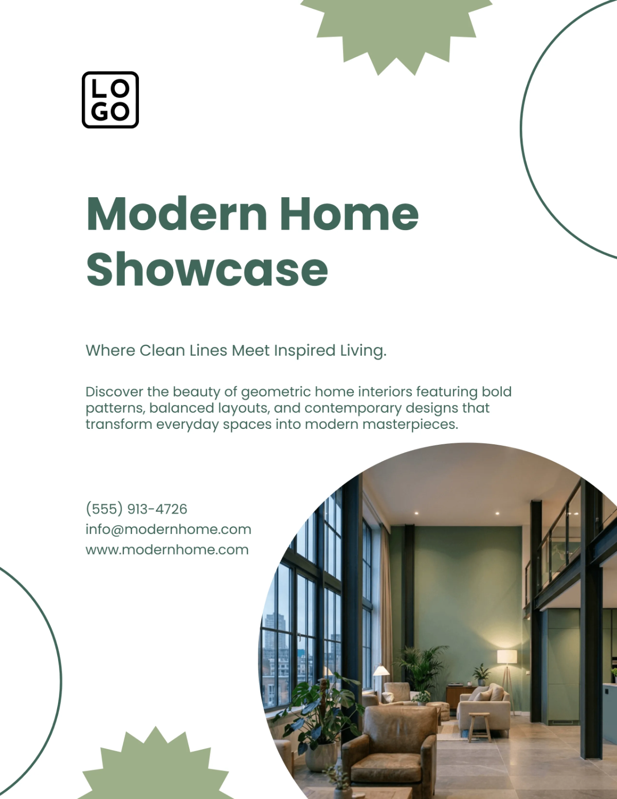 Free Sage Green Geometric Flyer Template to Edit Online