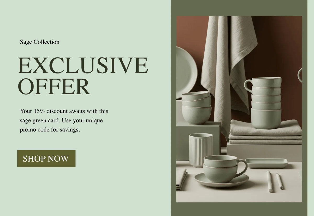 Free Sage Green Discount Card Template to Edit Online