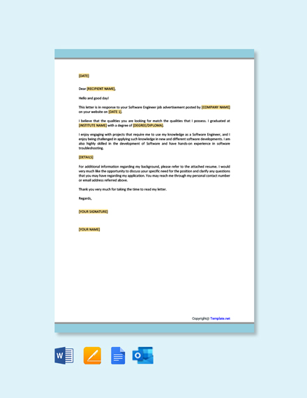 email job application letter template