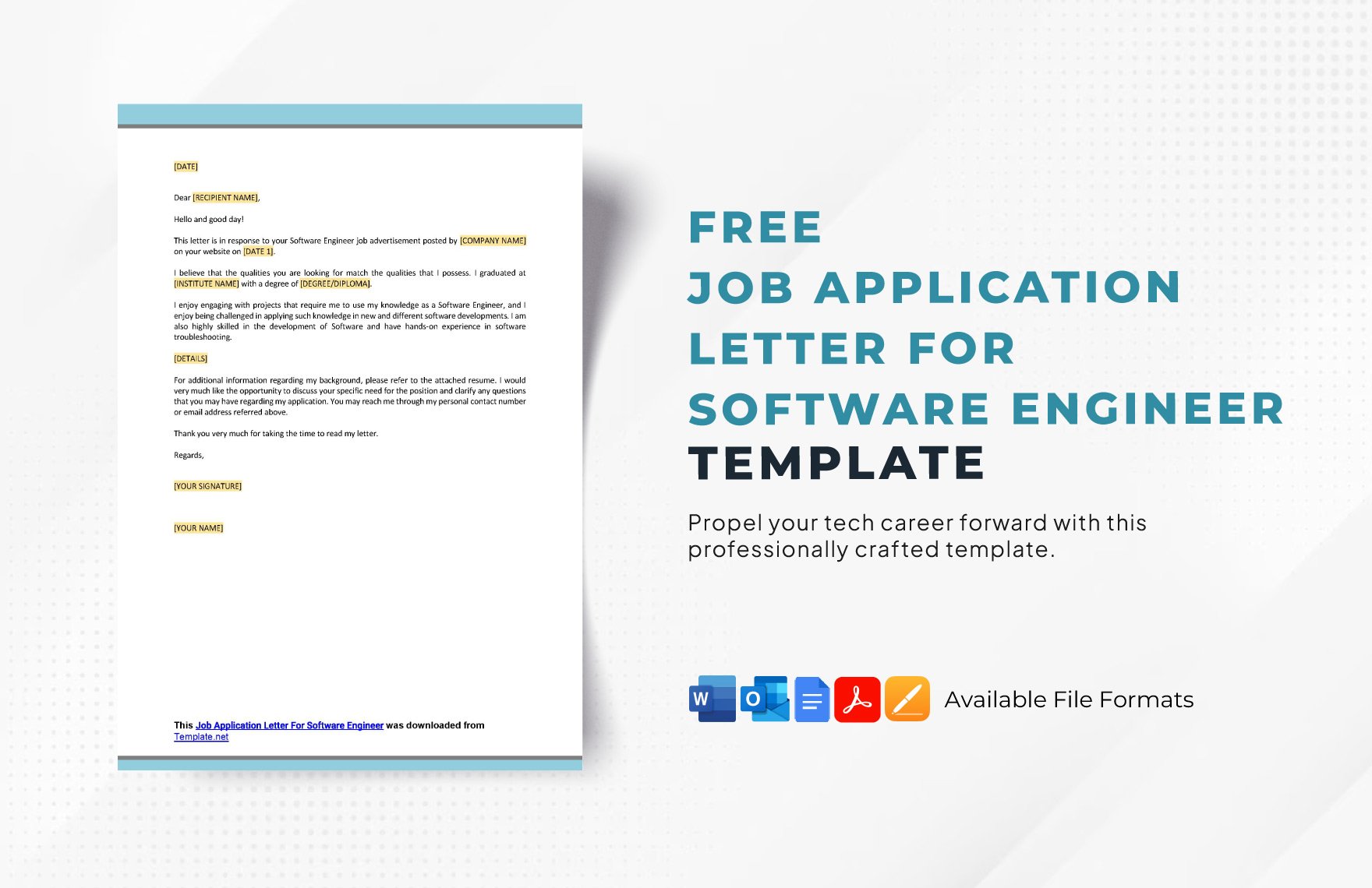 Job Application Letter For Software Engineer in Word, Google Docs, PDF, Apple Pages, Outlook