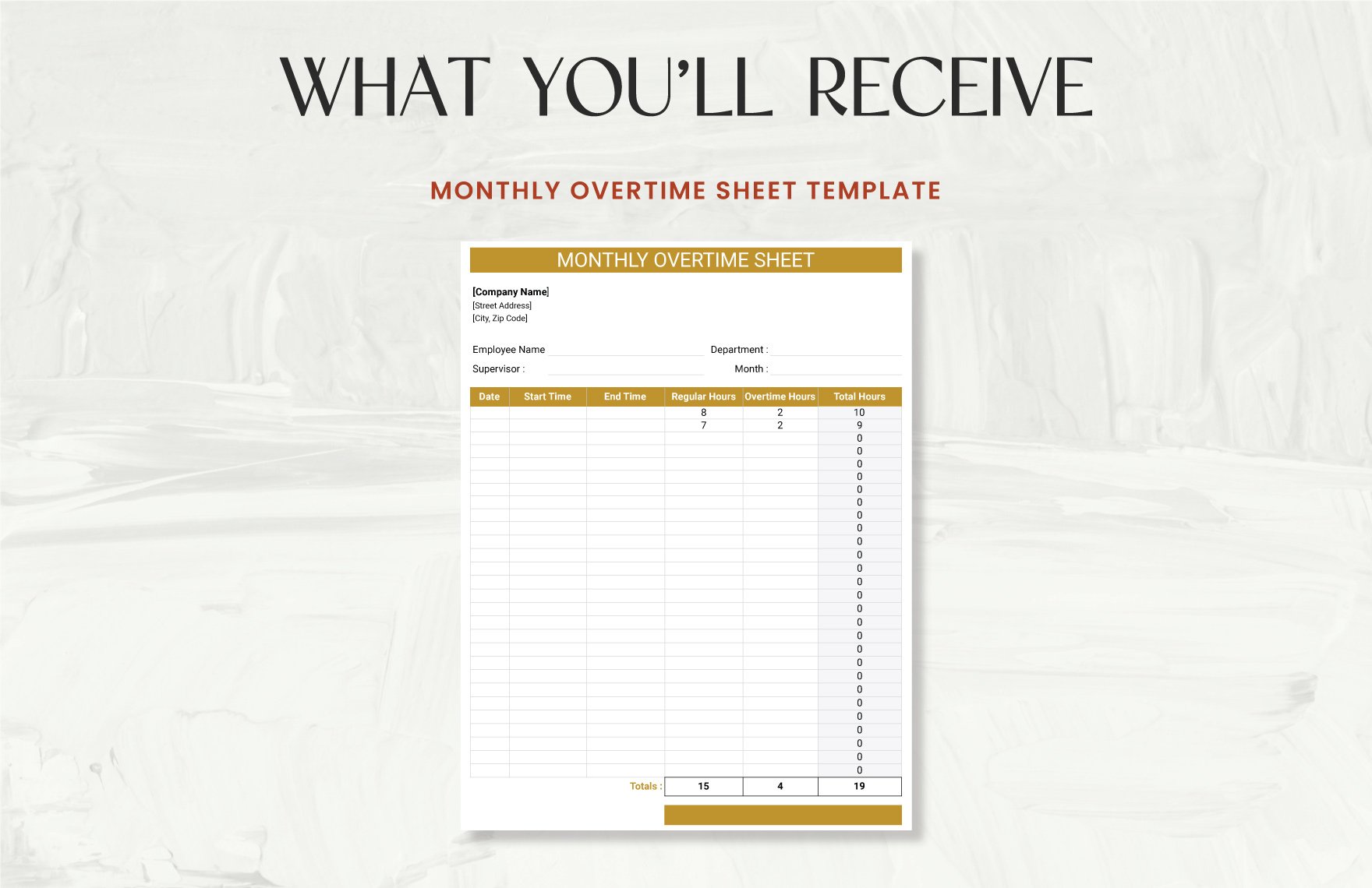 Monthly Overtime Sheet Template