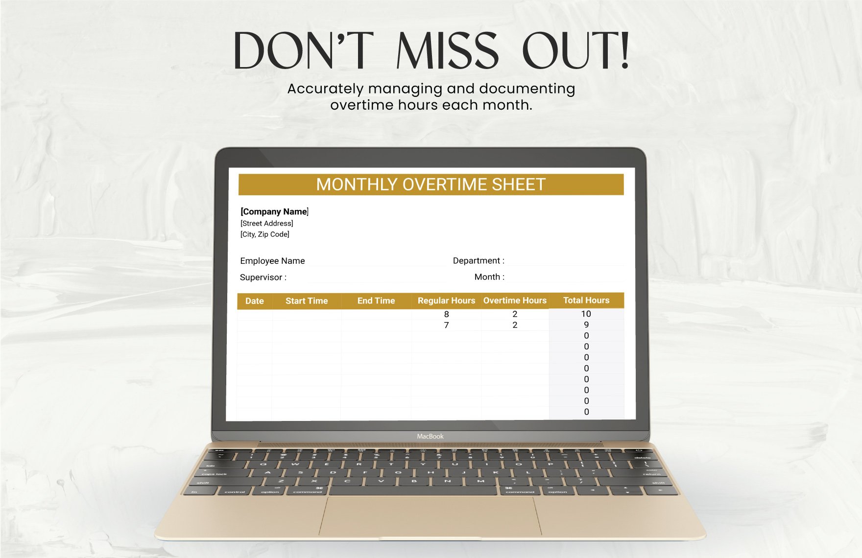 Monthly Overtime Sheet Template